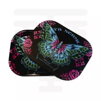 YB Norml - Rolling Tray W/ Lid Butterfly Rectangular (Black)