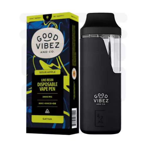 Good Vibez - D8 + HHC + THC-P Disposable Pen 2G - Sour Apple Sativa