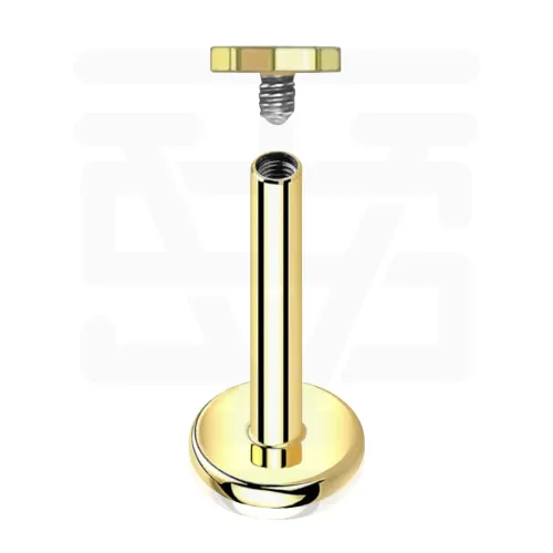 Sterilized Titanium - Gold PVD Star Labret Internally Threaded - Length 8mm