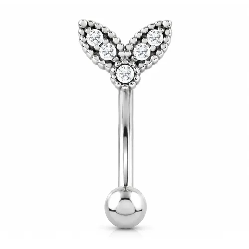 Surgical Steel Jeweled Curved Micro Barbell C126