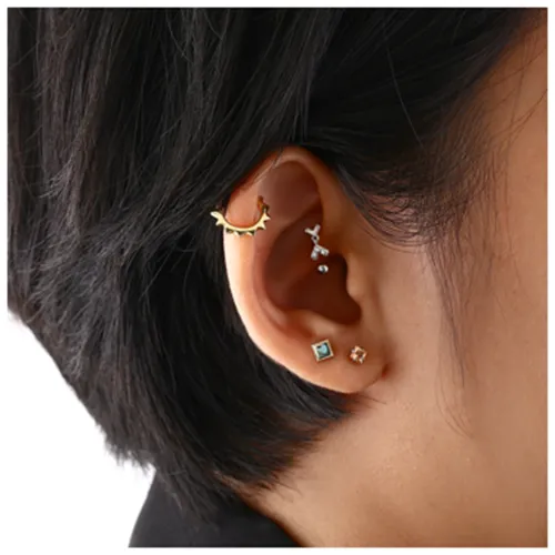 Surgical Steel Jeweled Curved Micro Barbell C123