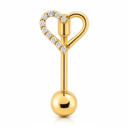 Gold PVD 18k Coated Surgical Steel Jeweled Navel Banana C361
