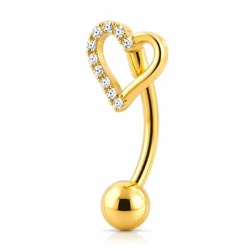 Gold PVD 18k Coated Surgical Steel Jeweled Navel Banana C361