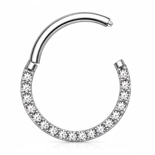 Sterilized Titanium - Forward CZ Hinged Septum Ring