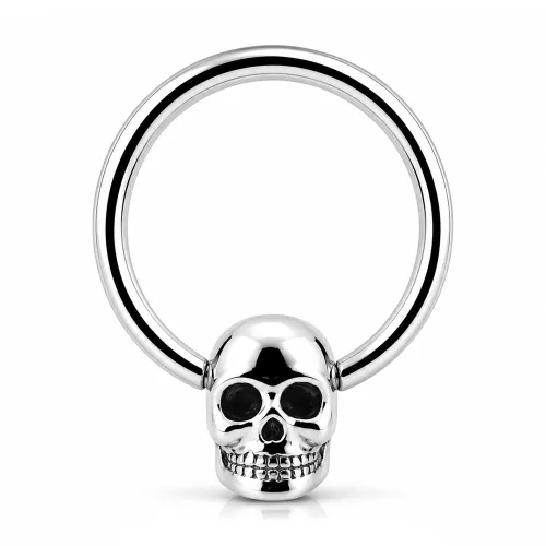 Surgical Steel Ball Closure Ring With Attachment - Skull - Gauge 1.2mm (16G) - Diameter 10mm