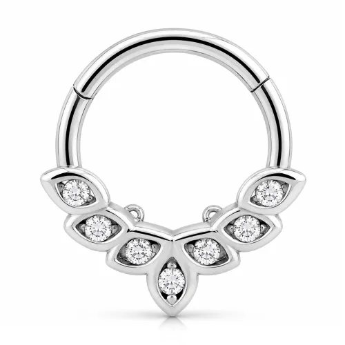 Surgical Steel Round Jeweled Hinged Segment Ring - Gauge 1.2mm (16G) - Length 8mm (5/16″)