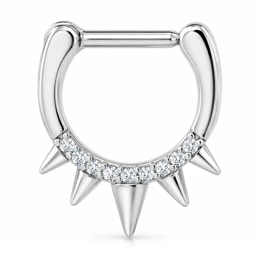 Surgical Steel Jeweled Hinged Septum Clicker Ring T166