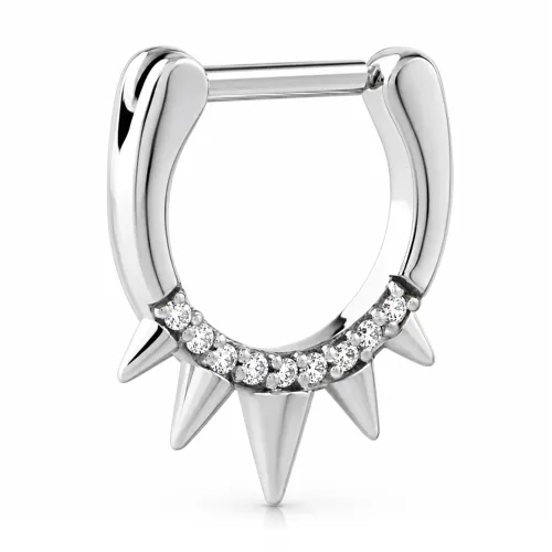 Surgical Steel Jeweled Hinged Septum Clicker Ring T166