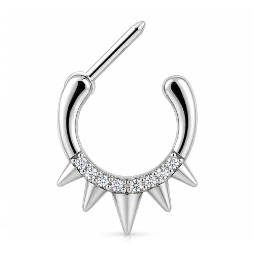 Surgical Steel Jeweled Hinged Septum Clicker Ring T166