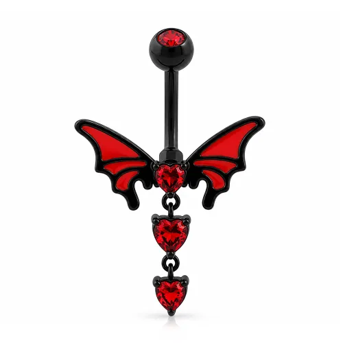 Black PVD Coated Surgical Steel Double Jeweled Navel Banana