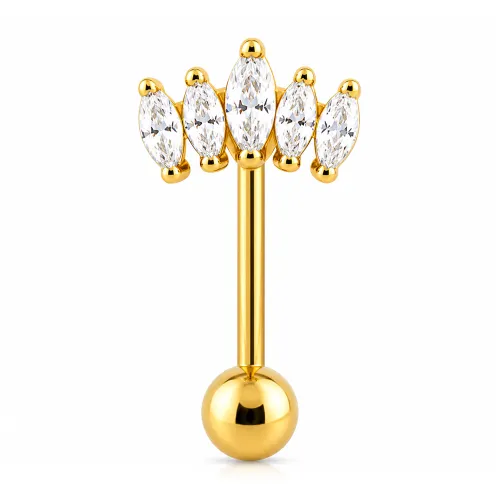 Gold PVD 18k Coated Surgical Steel Jeweled Navel Banana 353