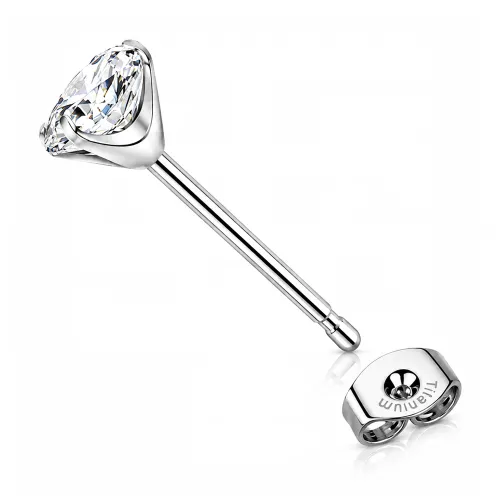 Sterilized Titanium - CZ Ear Studs Butterfly Back