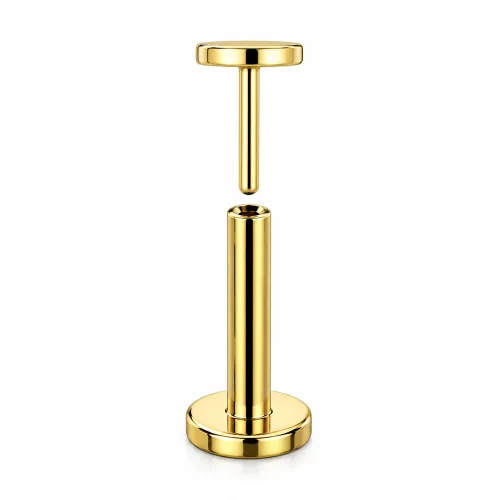 Sterilized Titanium - Gold PVD 3mm Disk Labret Threadless - Gauge 1.2mm (16G) - Length 8mm (5/16″) - 4mm Disk