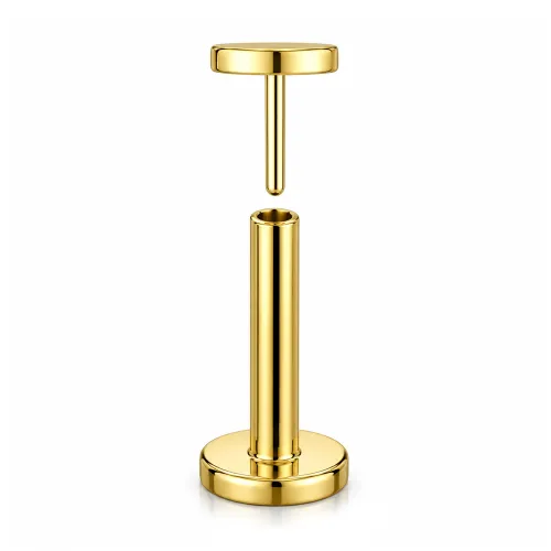 Sterilized Titanium - Gold PVD 3mm Heart Labret Threadless - Gauge 1.2mm (16G) - Length 8mm (5/16″) - 4mm Disk