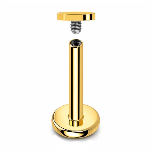 Sterilized Titanium - Gold PVD Moon Labret Internally Threaded - Length 8mm