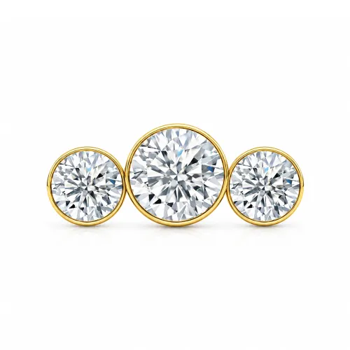 Sterilized Titanium - Gold PVD Triple Bezel CZ Labret Threadless - 8mm (5/16″) - 4mm Disk