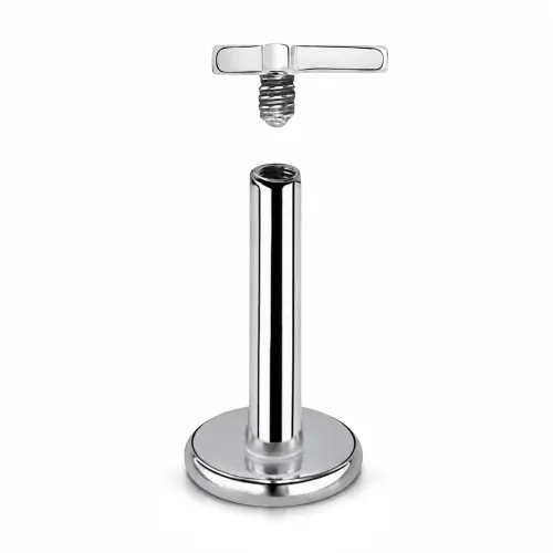 Sterilized Titanium - High Polish Cross Labret 3x4mm Internally Threaded - Length 8mm