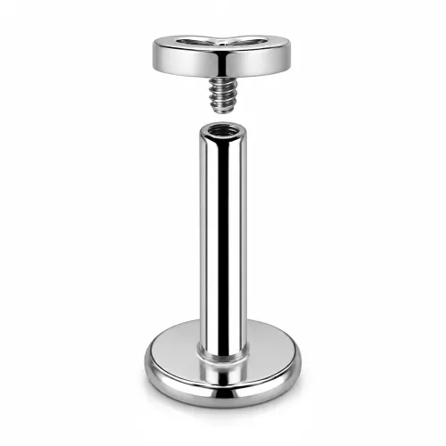 Sterilized Titanium - High Polish Heart Labret Internally Threaded - Length 8mm