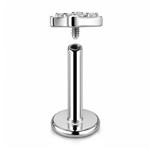 Sterilized Titanium - High Polish Lightning Bolt Labret Internally Threaded - Length 8mm