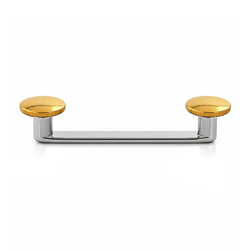 Flat Internally Threaded Titanium Surface Staple Barbell With Gold PVD Coated Titanium Disc - Length 10mm (3/8″)