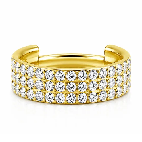 Sterilized Titanium - Gold PVD Triple Row Outward Prong Set CZ Hinged Segment Ring