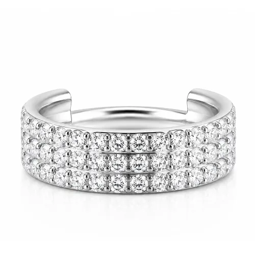 Sterilized Titanium - Triple Row Outward Prong Set CZ Hinged Segment Ring