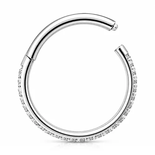 Sterilized Titanium - Triple Row Outward Prong Set CZ Hinged Segment Ring