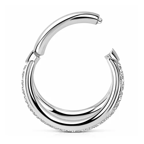 Sterilized Titanium - Double Hoop Outward CZ Hinged Segment Ring
