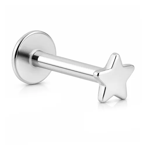 Surgical Steel Internally Threaded Micro Labret With Star - Gauge 1.2mm (16G) - Length 8mm (5/16″)