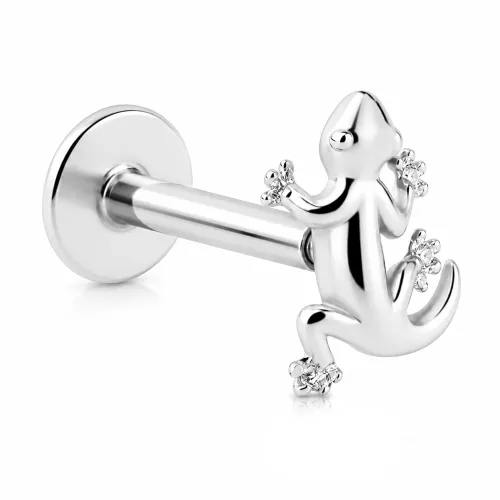 Surgical Steel Internally Threaded Micro Labret With Salamander - Gauge 1.2mm (16G) - Length 8mm (5/16″)
