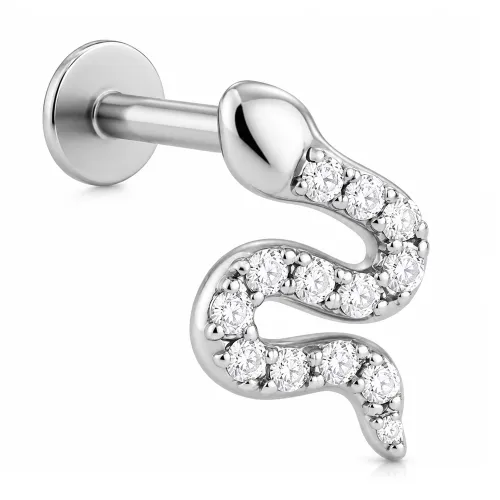 Surgical Steel Internally Threaded Jeweled Micro Labret J185 - Gauge 1.2mm (16G) - Length 8mm (5/16″)