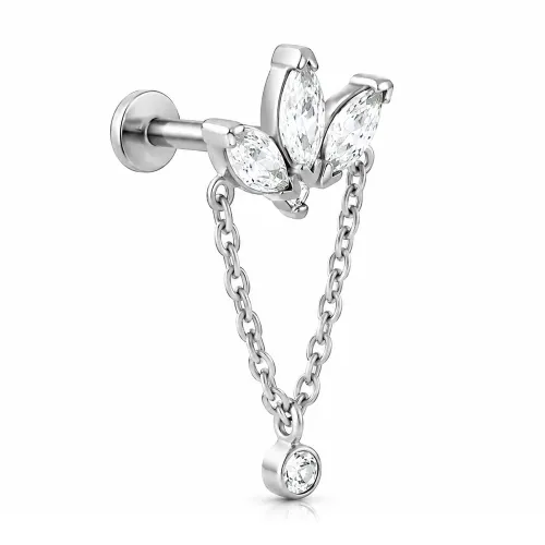 Surgical Steel Internally Threaded Jeweled Micro Labret J174