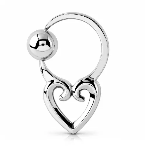 Surgical Steel Heart Side Ball Closure Ring - Gauge 1.2mm (16G)