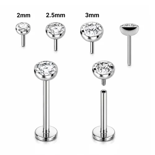 Sterilized Titanium - High Polish Jewel Ball Labret 0.8mm Threadless
