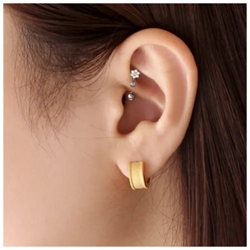 Rose Gold PVD Coated Surgical Steel Jeweled Fancy Curved Micro Barbell