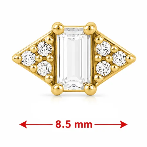 Gold PVD Coated Surgical Steel Micro Labret With Jeweled Attachment Special New Design - Gauge 1.2mm (16G) - Length 10mm (3/8″)