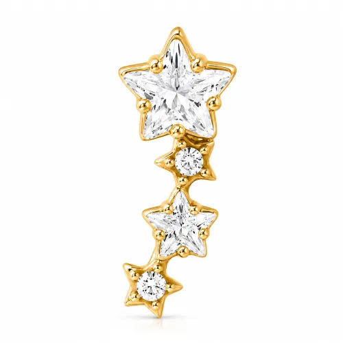 Gold PVD Coated Surgical Steel Jeweled Tragus Micro Barbell - Stars