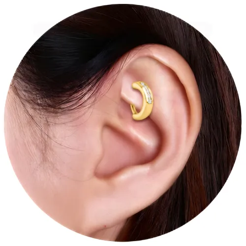 Gold PVD Coated Surgical Steel Jeweled Rook Clicker - 3mm Center And 2mm Stones