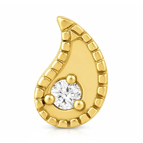 Gold PVD Coated Surgical Steel Internally Threaded Jeweled Micro Labret J153 - Length 6mm (1/4″)