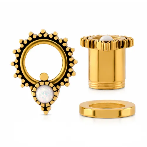 Gold PVD Coated Stainless Steel Threaded Tunnel N146 - Gauge 8mm (0G)