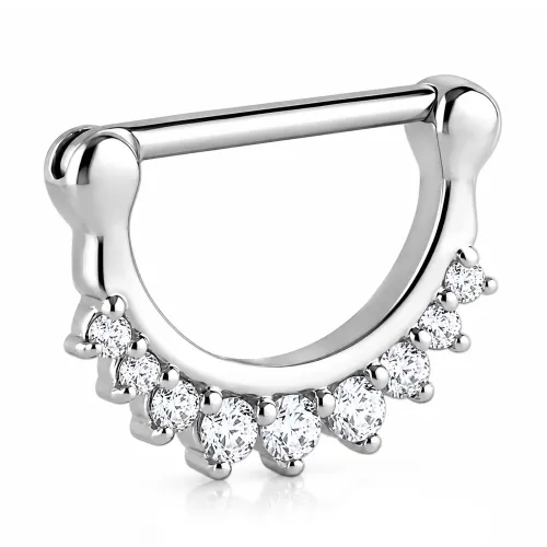 Surgical Steel Nipple Clicker - Length 14mm (9/16″) - Clear Stone Color