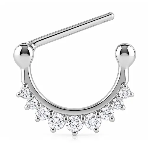 Surgical Steel Nipple Clicker - Length 14mm (9/16″) - Clear Stone Color