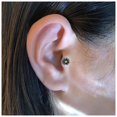 Surgical Steel Tragus Micro Barbell With Enamel