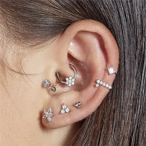 Gold PVD Coated Surgical Steel Round Prong Set Jeweled Ball Closure Ring