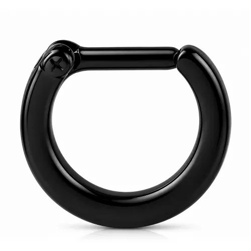 Black PVD Coated Surgical Steel Hinged Septum Clicker - Gauge 1.2 mm (16G) - Length 7mm (9/32″)