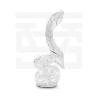 7” Glass Bubbler Transparent with White Stripes
