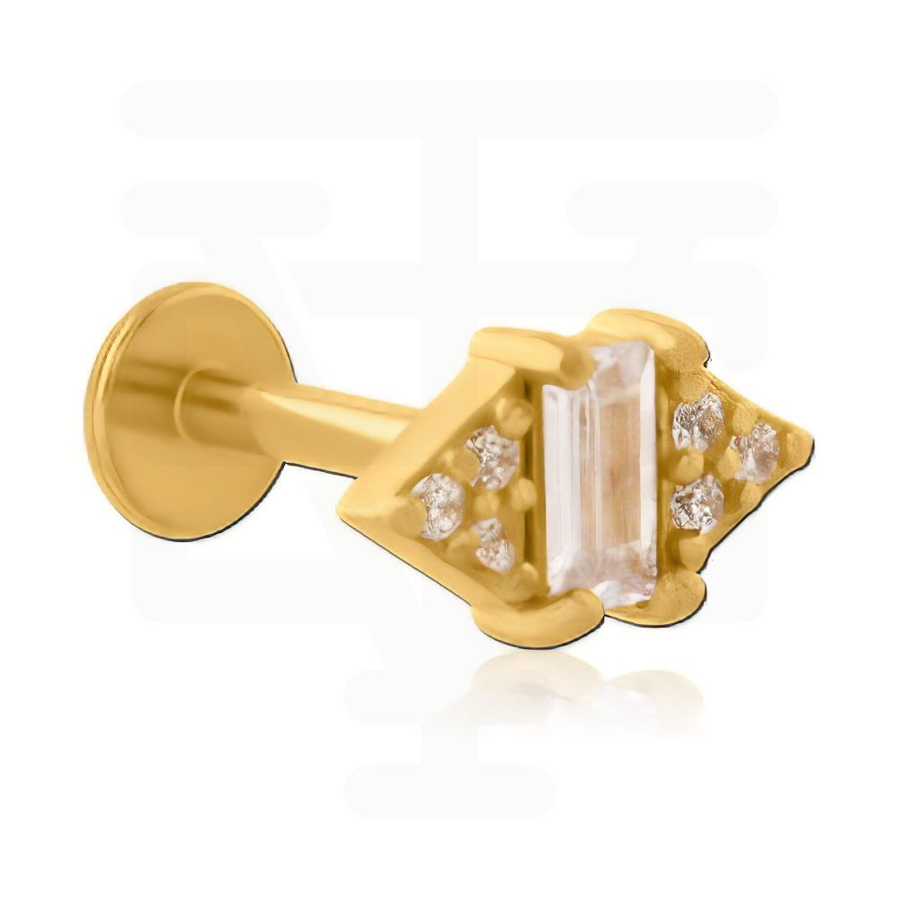 Gold Piercing Labret with Baguette Crystal