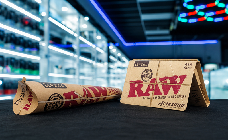 RAW papers and wraps displayed inside an SVT Shop in El Paso