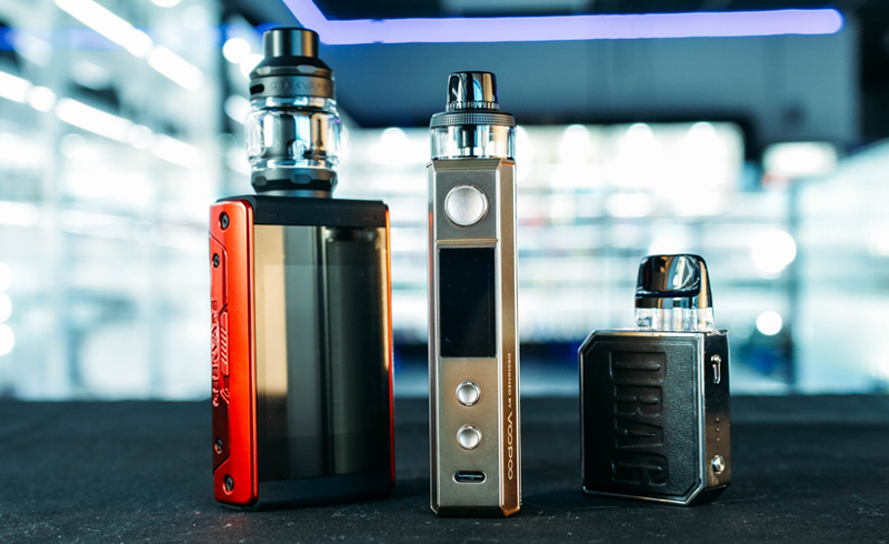 Vape devices displayed at SVT Shop Montana